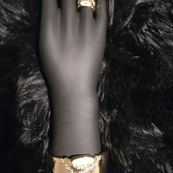 Elegant Gold and Silver Women's Bracelet and Ring Set - Picture 1 of 15